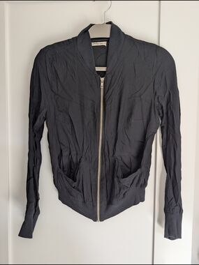 Della Ciana Black Crewneck Bomber Jacket, Small